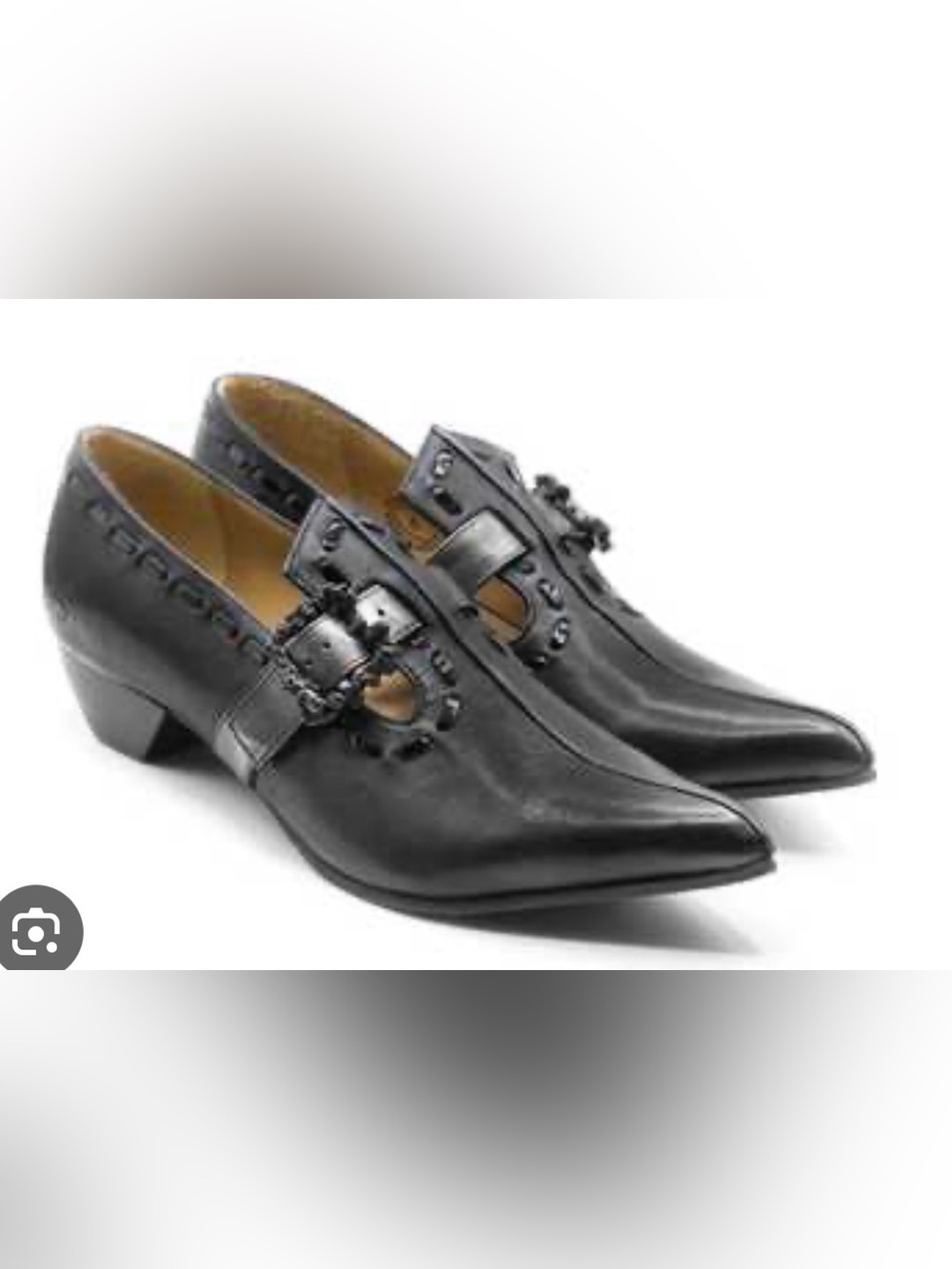 Fluevog NEW WO BOX Truth Colleen black pointy skull buckle loafer-9.5 (fits 9)